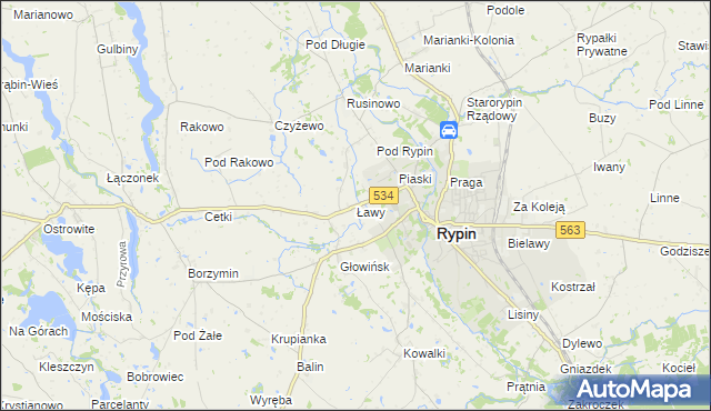 mapa Ławy gmina Rypin, Ławy gmina Rypin na mapie Targeo