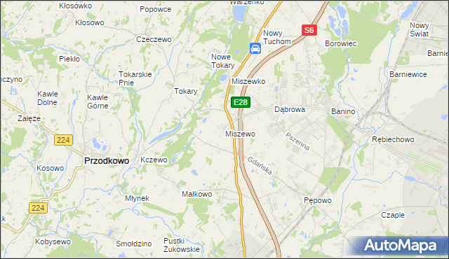 mapa Miszewo gmina Żukowo, Miszewo gmina Żukowo na mapie Targeo