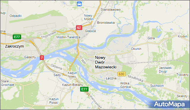 mapa Nowy Dwór Mazowiecki, Nowy Dwór Mazowiecki na mapie Targeo