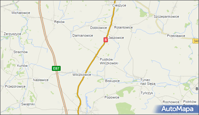 mapa Pustków Wilczkowski, Pustków Wilczkowski na mapie Targeo
