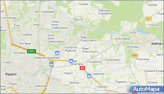 mapa Rajec Poduchowny, Rajec Poduchowny na mapie Targeo