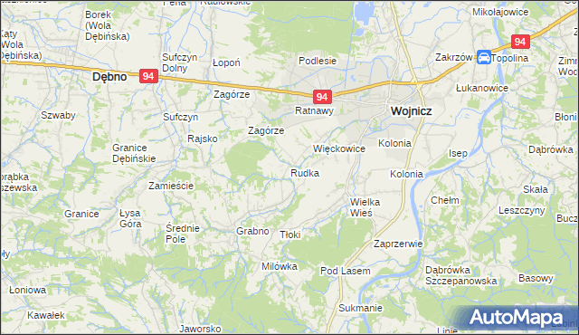 mapa Rudka gmina Wojnicz, Rudka gmina Wojnicz na mapie Targeo