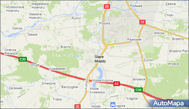 mapa Stare Miasto powiat koniński, Stare Miasto powiat koniński na mapie Targeo