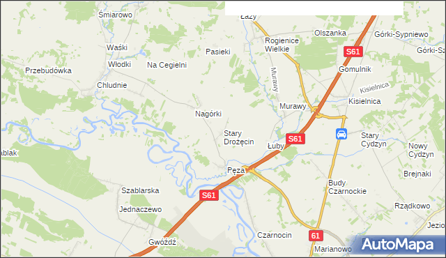 mapa Stary Drożęcin, Stary Drożęcin na mapie Targeo