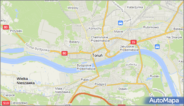 mapa Torunia, Toruń na mapie Targeo