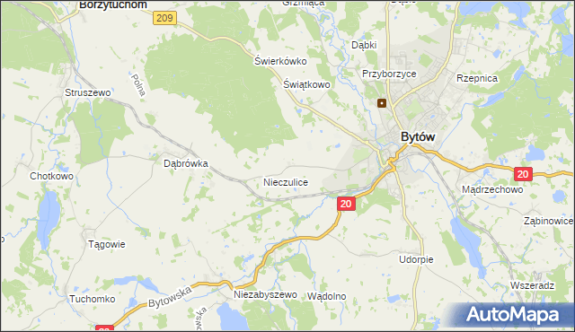 mapa Chomice gmina Bytów, Chomice gmina Bytów na mapie Targeo