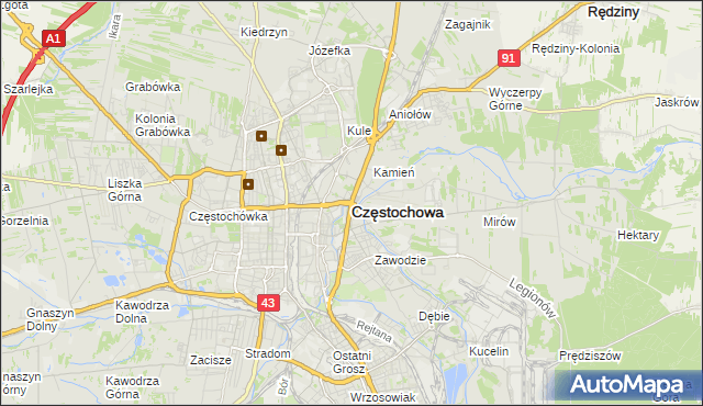 mapa Częstochowy, Częstochowa na mapie Targeo