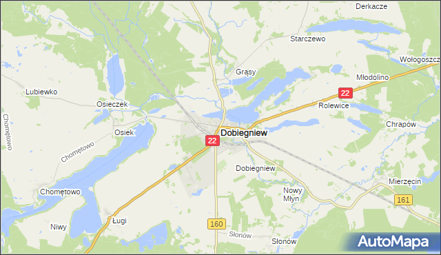 mapa Dobiegniew powiat strzelecko-drezdenecki, Dobiegniew powiat strzelecko-drezdenecki na mapie Targeo