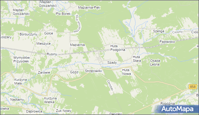 mapa Huta Krzeszowska, Huta Krzeszowska na mapie Targeo