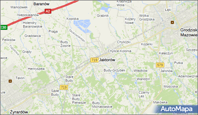 mapa Jaktorów, Jaktorów na mapie Targeo