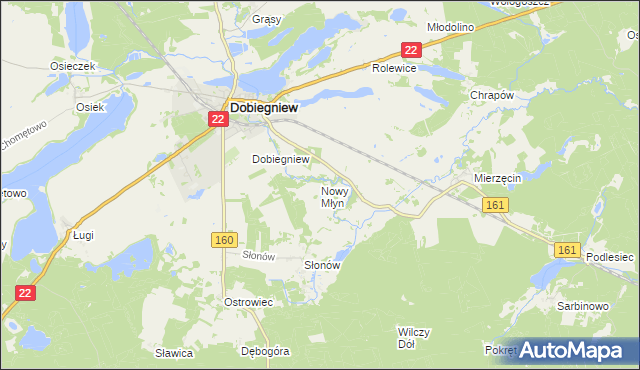 mapa Nowy Młyn gmina Dobiegniew, Nowy Młyn gmina Dobiegniew na mapie Targeo