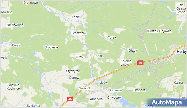 mapa Tanina, Tanina na mapie Targeo