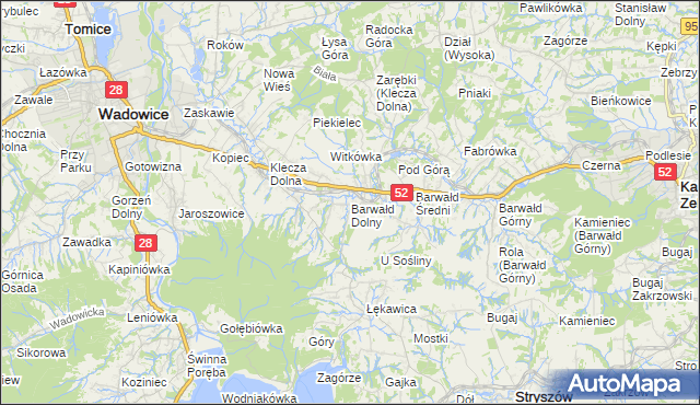 mapa Barwałd Dolny, Barwałd Dolny na mapie Targeo
