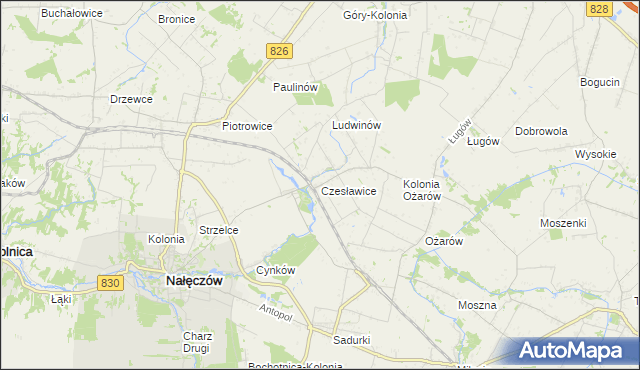 mapa Czesławice gmina Nałęczów, Czesławice gmina Nałęczów na mapie Targeo