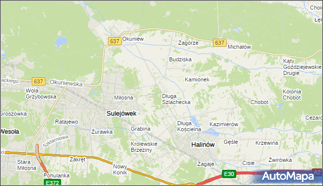 mapa Długa Szlachecka, Długa Szlachecka na mapie Targeo