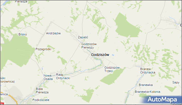mapa Godziszów powiat janowski, Godziszów powiat janowski na mapie Targeo
