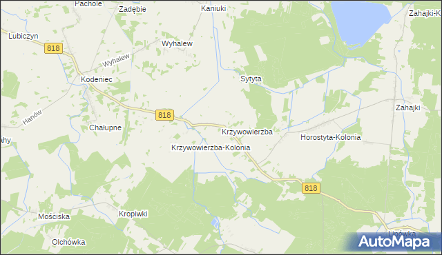 mapa Krzywowierzba, Krzywowierzba na mapie Targeo