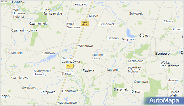 mapa Lubomin Leśny, Lubomin Leśny na mapie Targeo