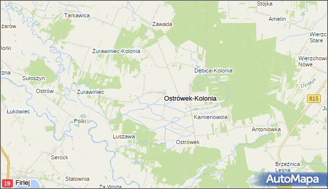 mapa Ostrówek-Kolonia gmina Ostrówek, Ostrówek-Kolonia gmina Ostrówek na mapie Targeo