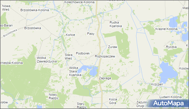 mapa Rozkopaczew, Rozkopaczew na mapie Targeo