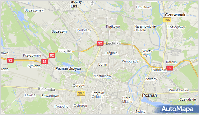 mapa Winiary gmina Poznań, Winiary gmina Poznań na mapie Targeo
