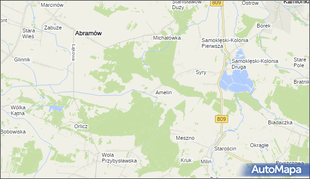 mapa Amelin gmina Kamionka, Amelin gmina Kamionka na mapie Targeo