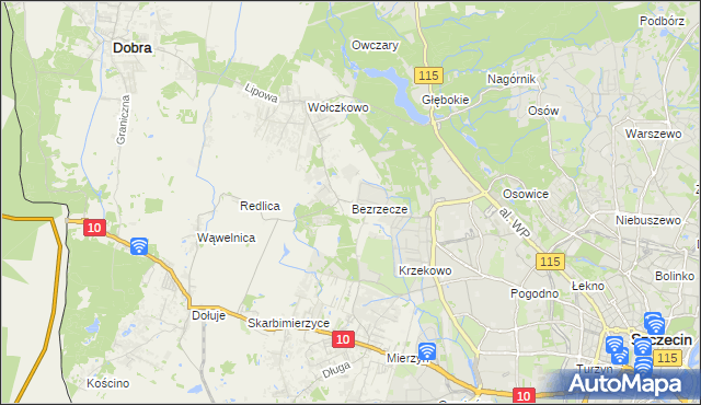 mapa Bezrzecze, Bezrzecze na mapie Targeo