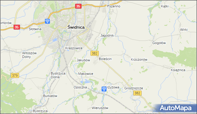 mapa Boleścin gmina Świdnica, Boleścin gmina Świdnica na mapie Targeo