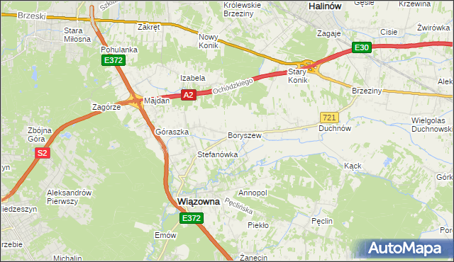 mapa Boryszew, Boryszew na mapie Targeo