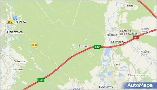mapa Buczek gmina Bolesławiec, Buczek gmina Bolesławiec na mapie Targeo