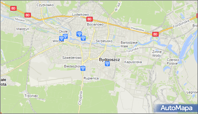 mapa Bydgoszczy, Bydgoszcz na mapie Targeo