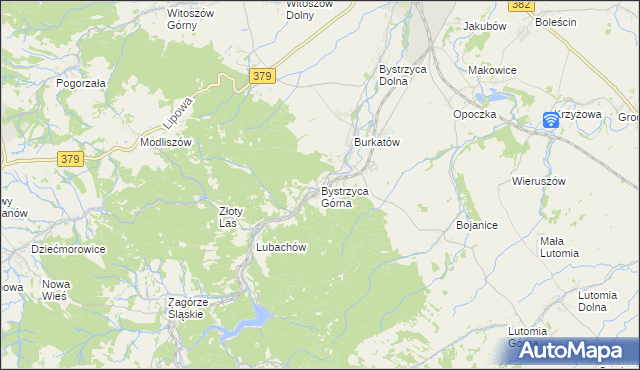 mapa Bystrzyca Górna, Bystrzyca Górna na mapie Targeo