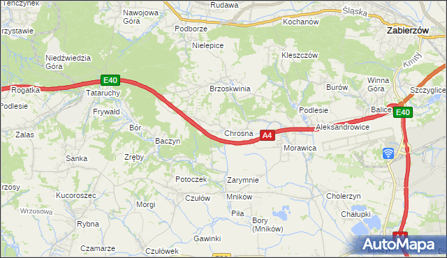 mapa Chrosna gmina Liszki, Chrosna gmina Liszki na mapie Targeo