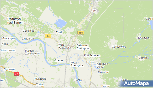 mapa Dąbrowa Rzeczycka, Dąbrowa Rzeczycka na mapie Targeo