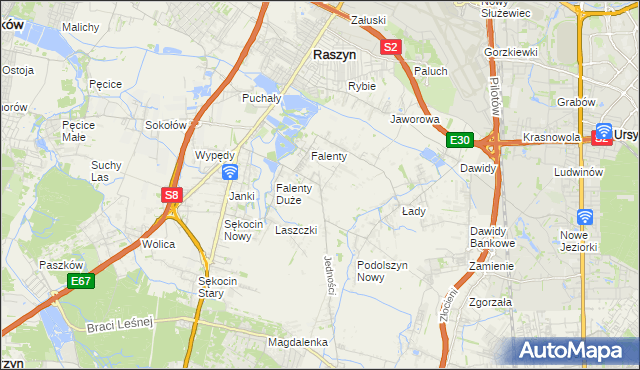 mapa Falenty Nowe, Falenty Nowe na mapie Targeo