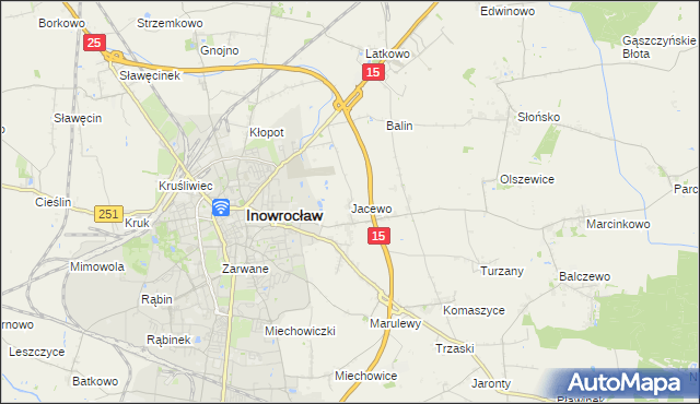 mapa Jacewo, Jacewo na mapie Targeo