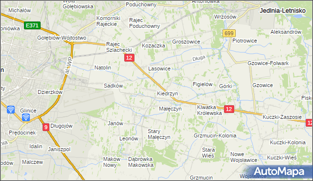 mapa Kiedrzyn gmina Gózd, Kiedrzyn gmina Gózd na mapie Targeo