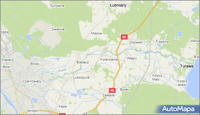 mapa Kolanowice, Kolanowice na mapie Targeo