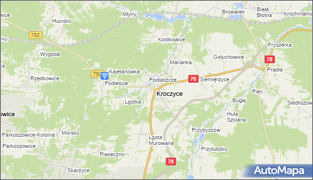 mapa Kroczyce, Kroczyce na mapie Targeo
