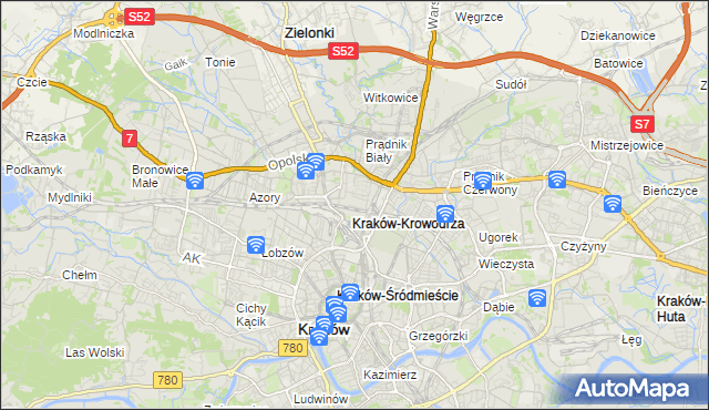 mapa Krowodrza, Krowodrza na mapie Targeo