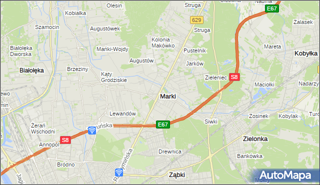 mapa Marki powiat wołomiński, Marki powiat wołomiński na mapie Targeo