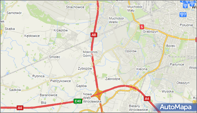mapa Mokronos Dolny, Mokronos Dolny na mapie Targeo