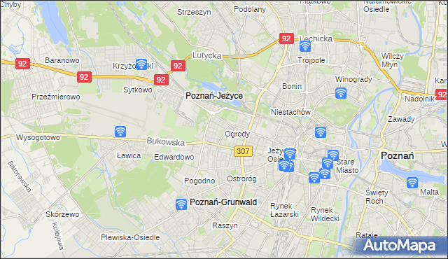 mapa Ogrody gmina Poznań, Ogrody gmina Poznań na mapie Targeo