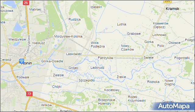 mapa Patrzyków gmina Kramsk, Patrzyków gmina Kramsk na mapie Targeo