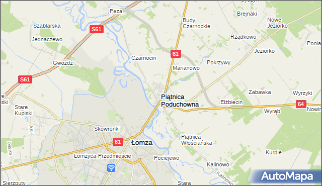 mapa Piątnica Poduchowna, Piątnica Poduchowna na mapie Targeo