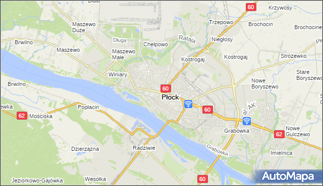 mapa Płock, Płock na mapie Targeo