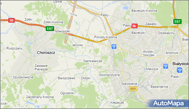 mapa Porosły, Porosły na mapie Targeo