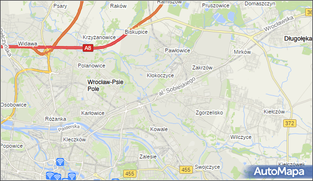 mapa Psie Pole gmina Wrocław, Psie Pole gmina Wrocław na mapie Targeo