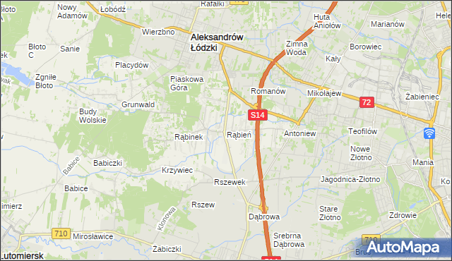 mapa Rąbień, Rąbień na mapie Targeo