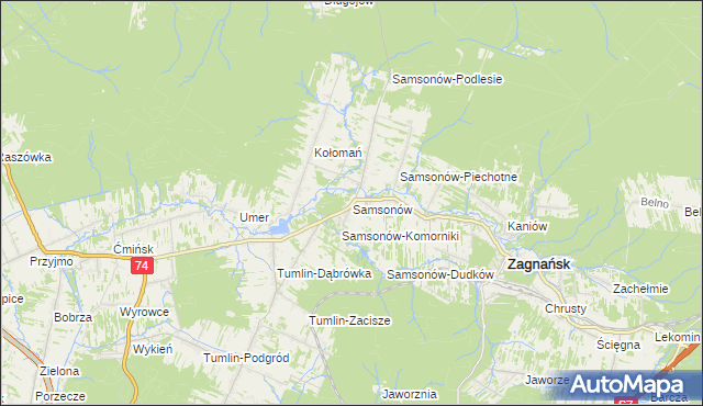 mapa Samsonów, Samsonów na mapie Targeo